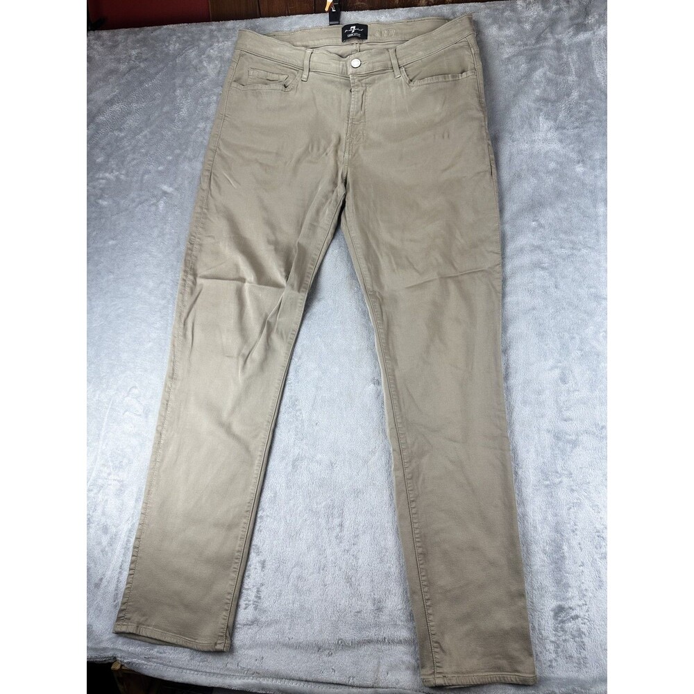 For All Mankind Luxe Sport Mens 38 Slim Tan Pants Modal Cotton Stretch